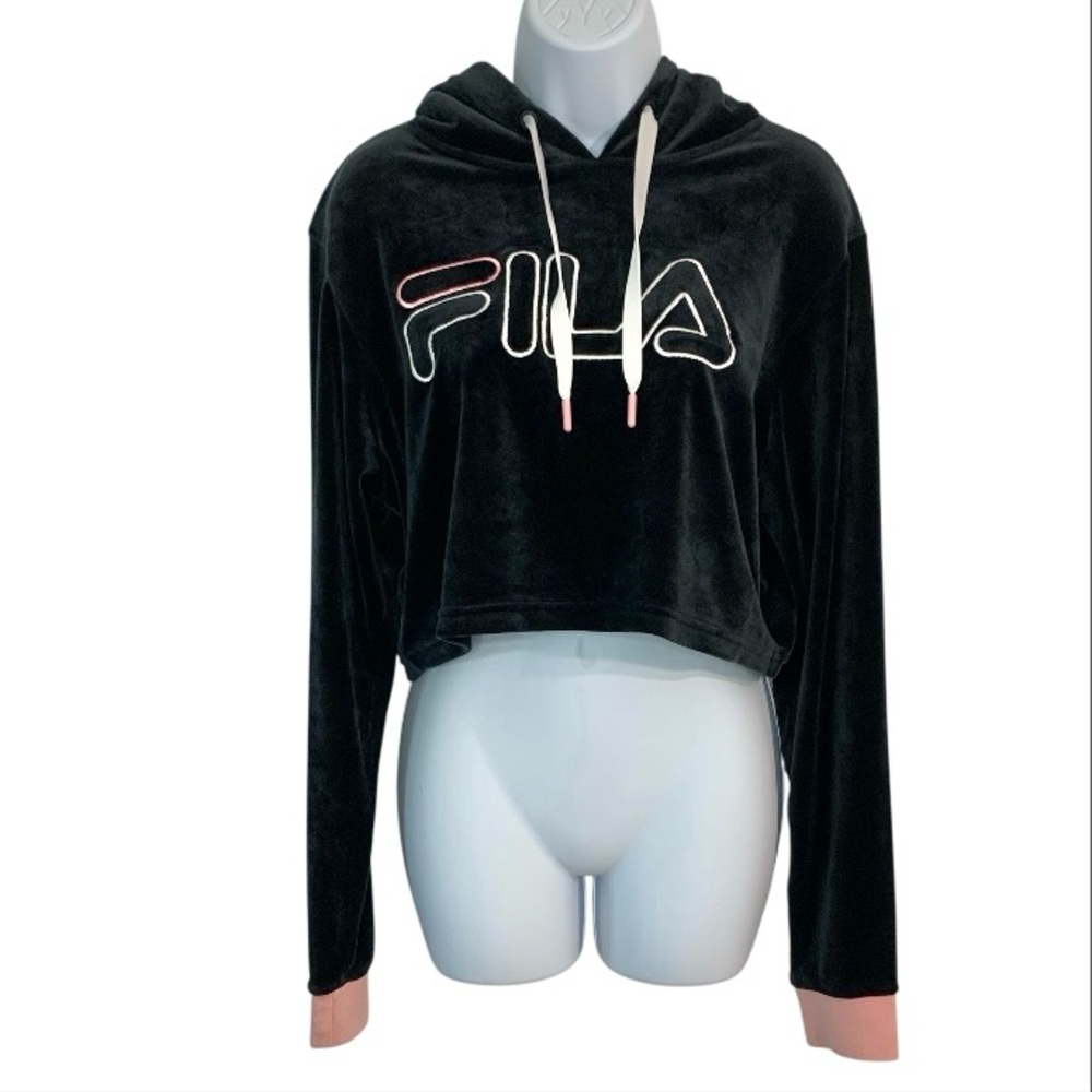 FILA Velour Cropped Hoodie Sz XL